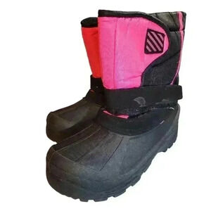 Girls Black Hot Pink Snow Outdoor Barn Waterproof Bottom Thick Tread Boots *Read